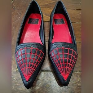Strange Cvlt Black Widow Spider Webs Gothic Punk Flats